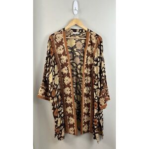 Soft Surroundings Women's L Kimono Style Cardigan Open Front Coverup Boho Floral